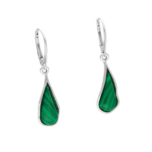 Kolczyki łezki z malachitem srebro