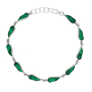 Bransoletka łezka z malachitem srebro