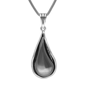 Wisior łezka z hematytem srebro