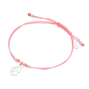 Bransoletka sznurkowa jednorożec różowa srebro