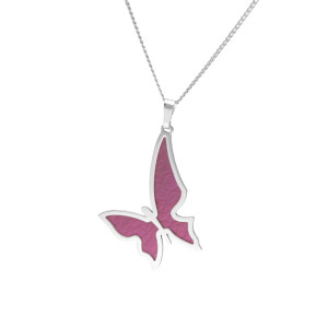 Wisior fioletowy motyl tytan srebro