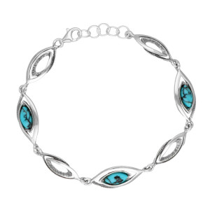 Bransoletka z turkusem srebro oksydowane