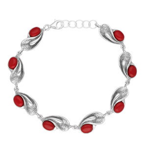 Bransoletka z koralem srebro oksydowane