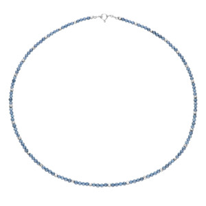 Naszyjnik z niebieskimi cyrkoniami i hematytem