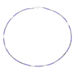 Naszyjnik z fioletowymi cyrkoniami i hematytem