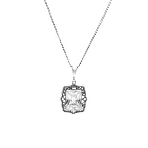 Wisior z białą cyrkonią srebro