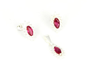 Komplet markiz z rubinami i cyrkoniami