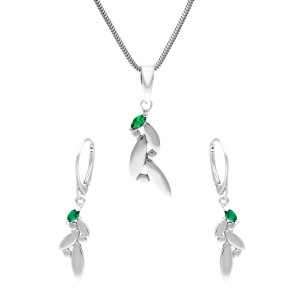 Komplet ze szmaragdową cyrkonią srebro