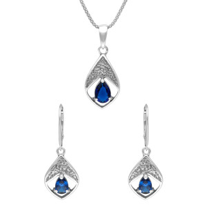 Komplet z szafirową cyrkonią srebro oksydowane
