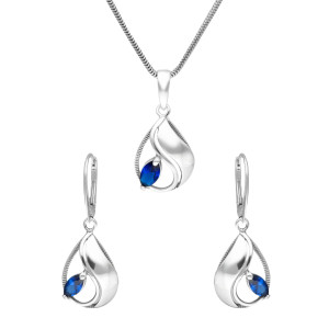 Komplet z szafirową cyrkonią srebro