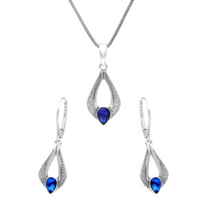 Komplet z szafirową cyrkonią srebro oksydowane