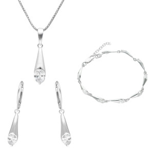 Komplet z białą cyrkonią srebro