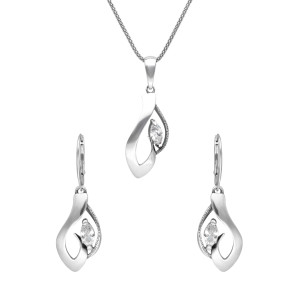 Komplet z białą cyrkonią srebro oksydowane