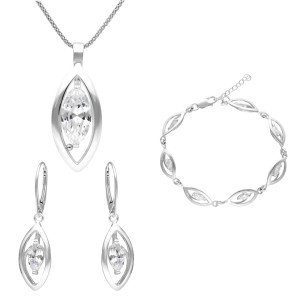 Komplet z białą cyrkonią srebro