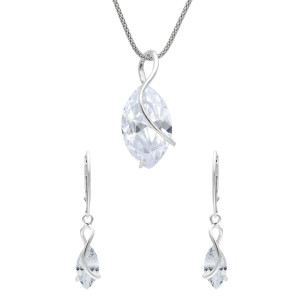 Efektowny komplet z białą cyrkonią srebro