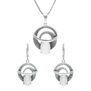 Komplet z uleksytem srebro oksydowane