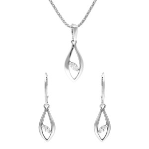 Komplet łezki z białymi cyrkoniami srebro