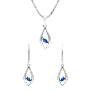 Komplet łezki z szafirowymi cyrkoniami srebro