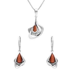 Komplet z piaskiem pustyni srebro oksydowane