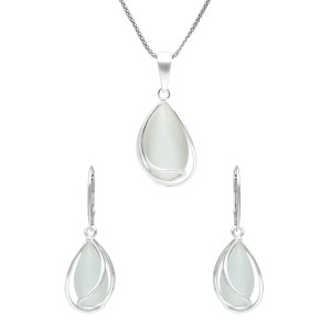 Komplet z białymi uleksytami srebro