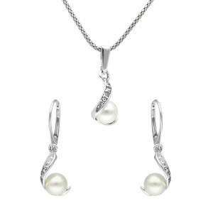 Komplet z perłą i cyrkoniami srebro