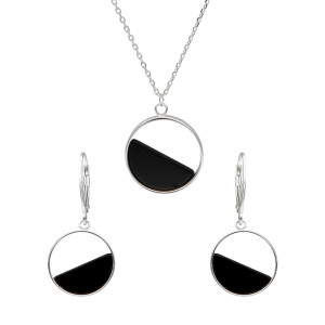 Komplet koła z onyksem srebro