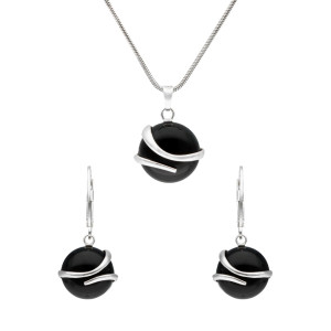 Komplet koła z onyksem srebro