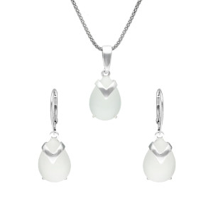 Komplet z białym uleksytem srebro