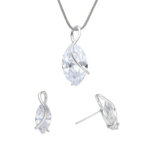 Komplet z białą cyrkonią srebro