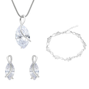 Komplet z białą cyrkonią srebro