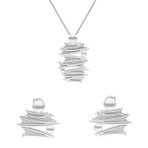 Komplet srebrny tytan i srebro rodowane