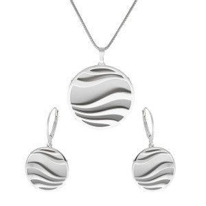 Komplet okrągły srebrny tytan i srebro rodowane