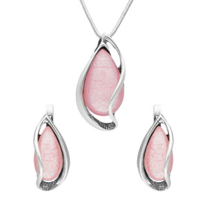 Komplet ozdobne łezki z kamieniem księżycowym srebro oksydowane