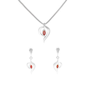 Komplet z rubinową cyrkonią srebro