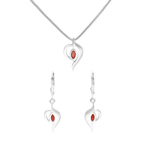 Komplet z rubinową cyrkonią srebro