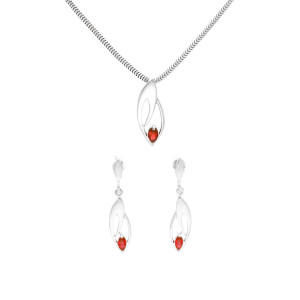 Komplet z rubinową cyrkonią srebro