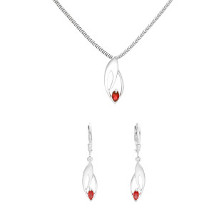 Komplet z rubinową cyrkonią srebro