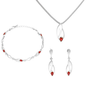 Komplet z rubinową cyrkonią srebro