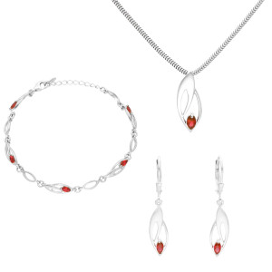 Komplet z rubinową cyrkonią srebro