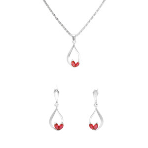 Komplet z rubinowymi cyrkoniami srebro