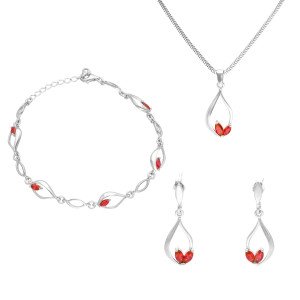 Komplet z rubinowymi cyrkoniami srebro