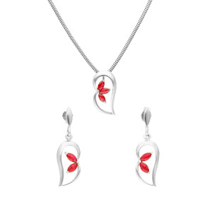 Komplet z rubinowymi cyrkoniami srebro