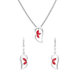 Komplet z rubinowymi cyrkoniami srebro