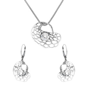 Komplet ażurowy z cyrkonią srebro oksydowane