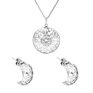 Komplet ażurowy z cyrkonią srebro oksydowane