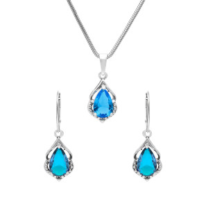 Komplet z niebieskimi cyrkoniami srebro