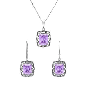 Komplet z fioletowymi cyrkoniami srebro