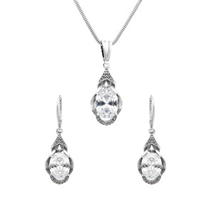 Komplet z białymi cyrkoniami srebro