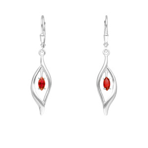 Kolczyki z rubinowymi cyrkoniami łezki srebro