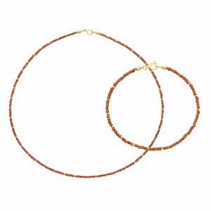 Komplet z Piaskiem Pustyni i hematytem srebro pozłacane